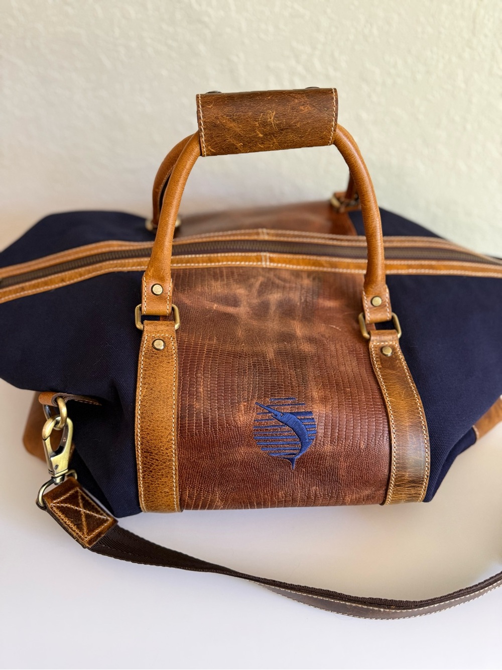F.H Wadsworth Nylon/leather Weekender Bag